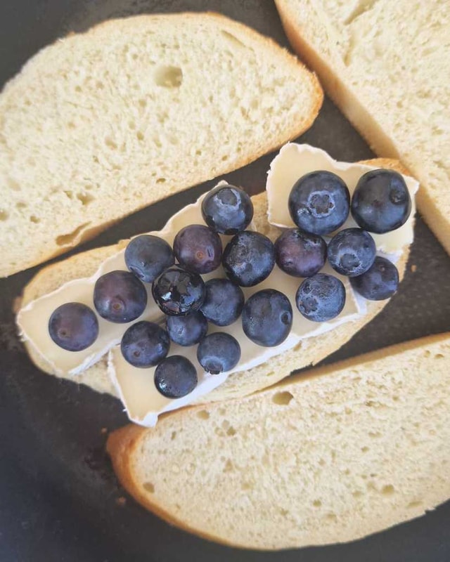 making Blueberry Brie Grilled Cheese