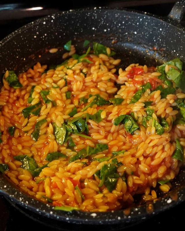 cooking shrimp orzo