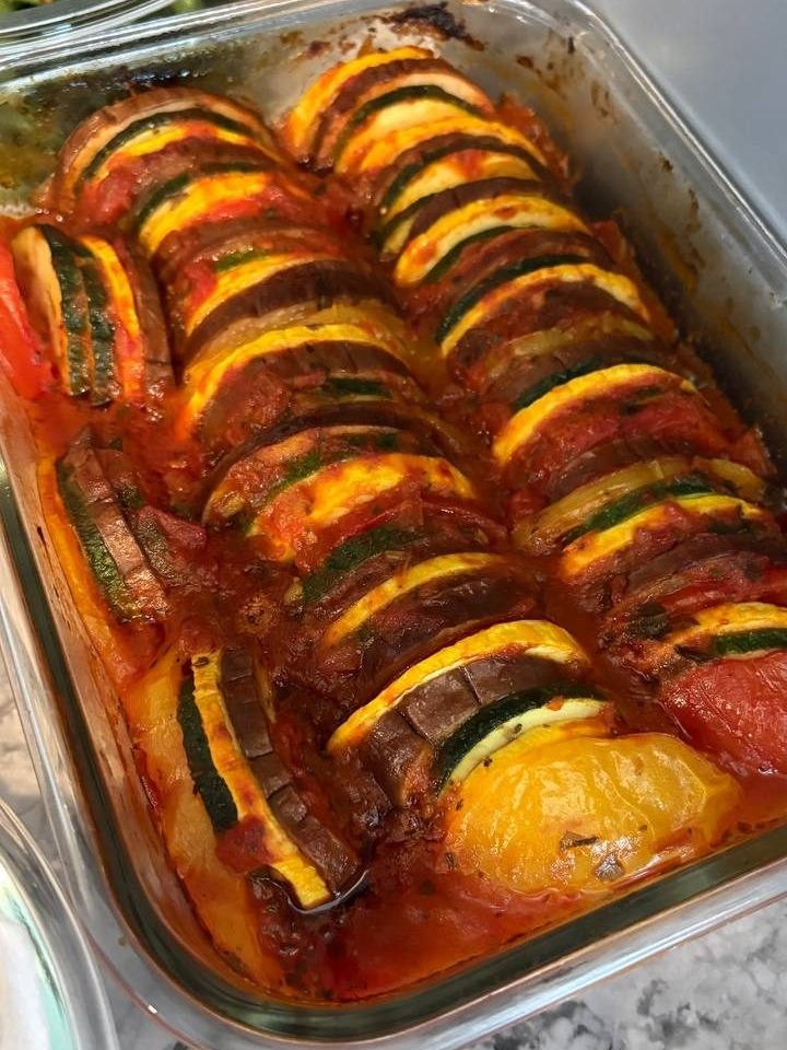large dish filled with a variety of vegetables