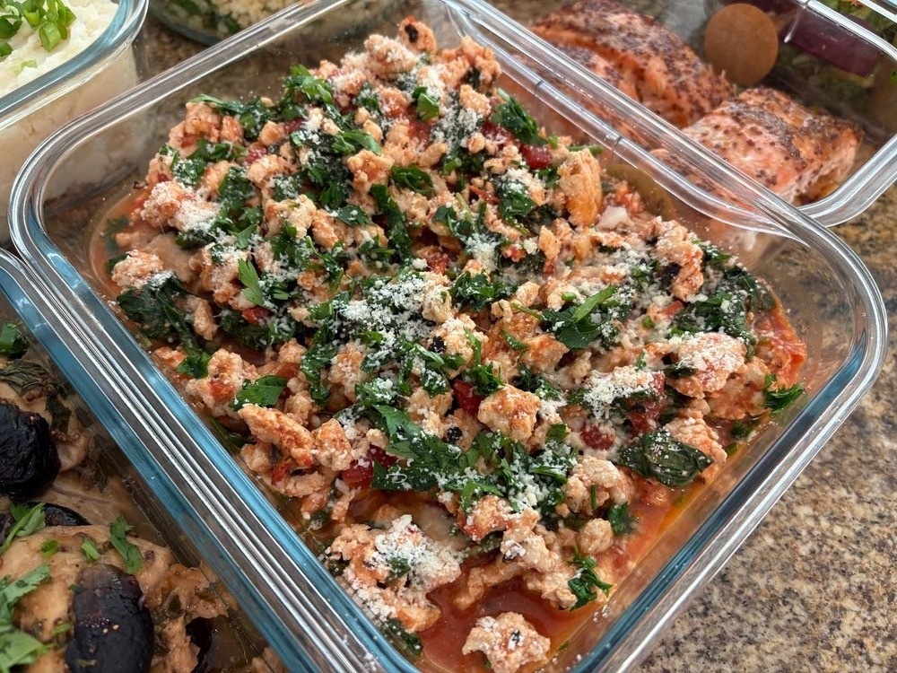 Ground turkey and kale with parmesan cheese
