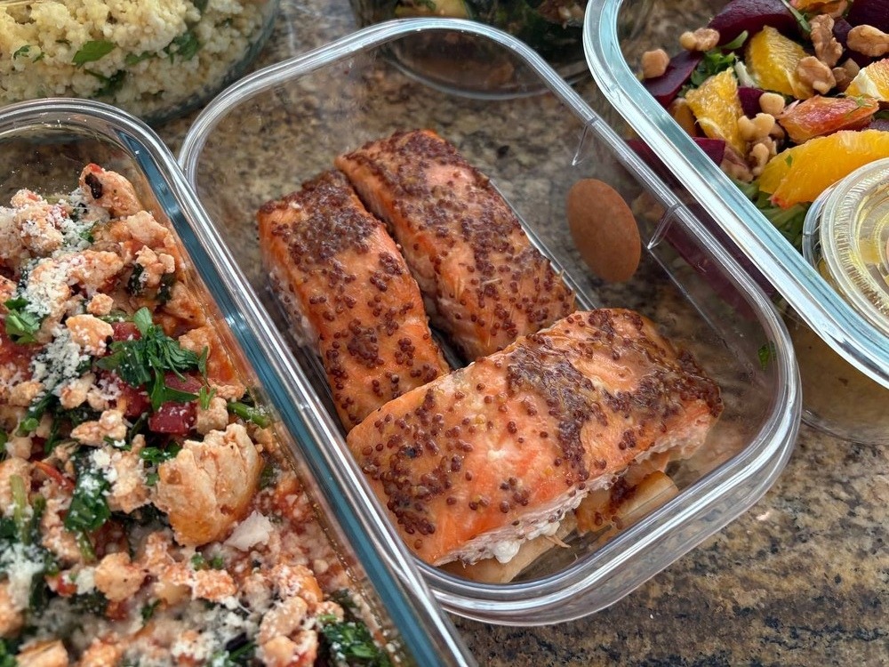 Whole grain mustard crusted salmon fillets