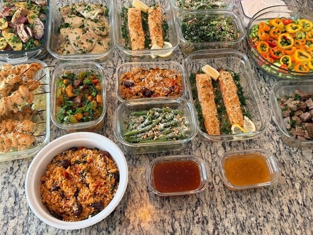 Garlic Parmesan Chicken Skewers & Macadamia Salmon Meal Prep
