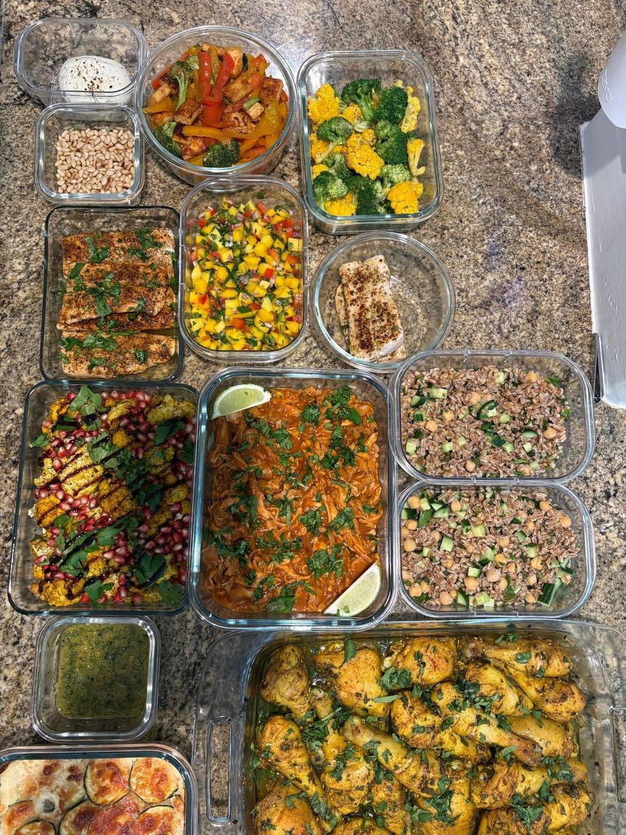 variety of foods are displayed in containers