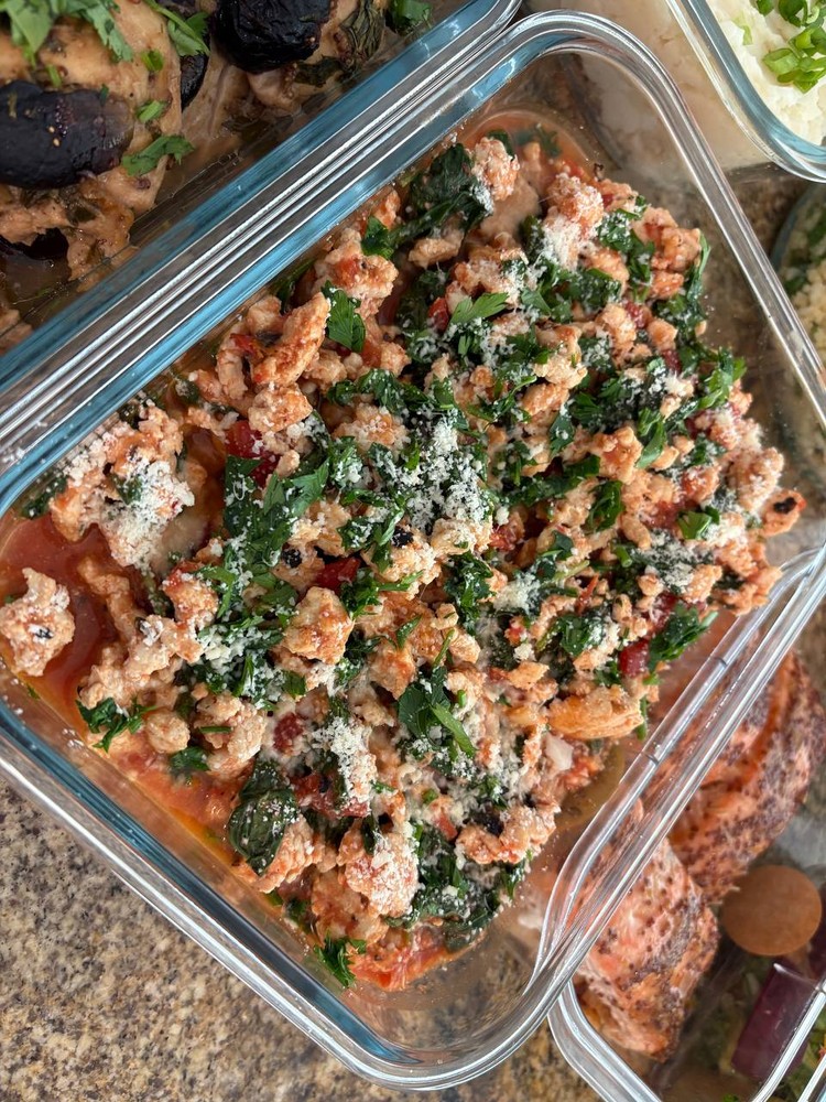 Ground turkey and kale with parmesan cheese
