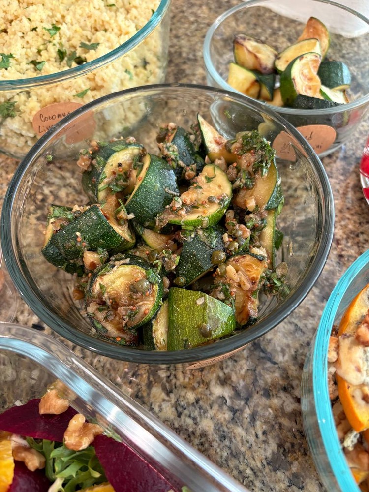 Roasted zucchini with capers and herbs